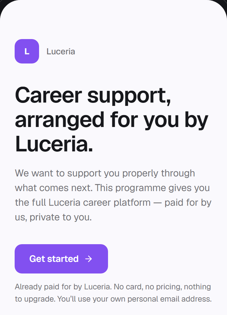 The branded leaver landing on a phone, using demonstration content